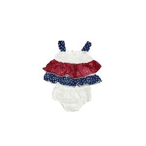 Little lass red white and blue top and bottom set size 12 months